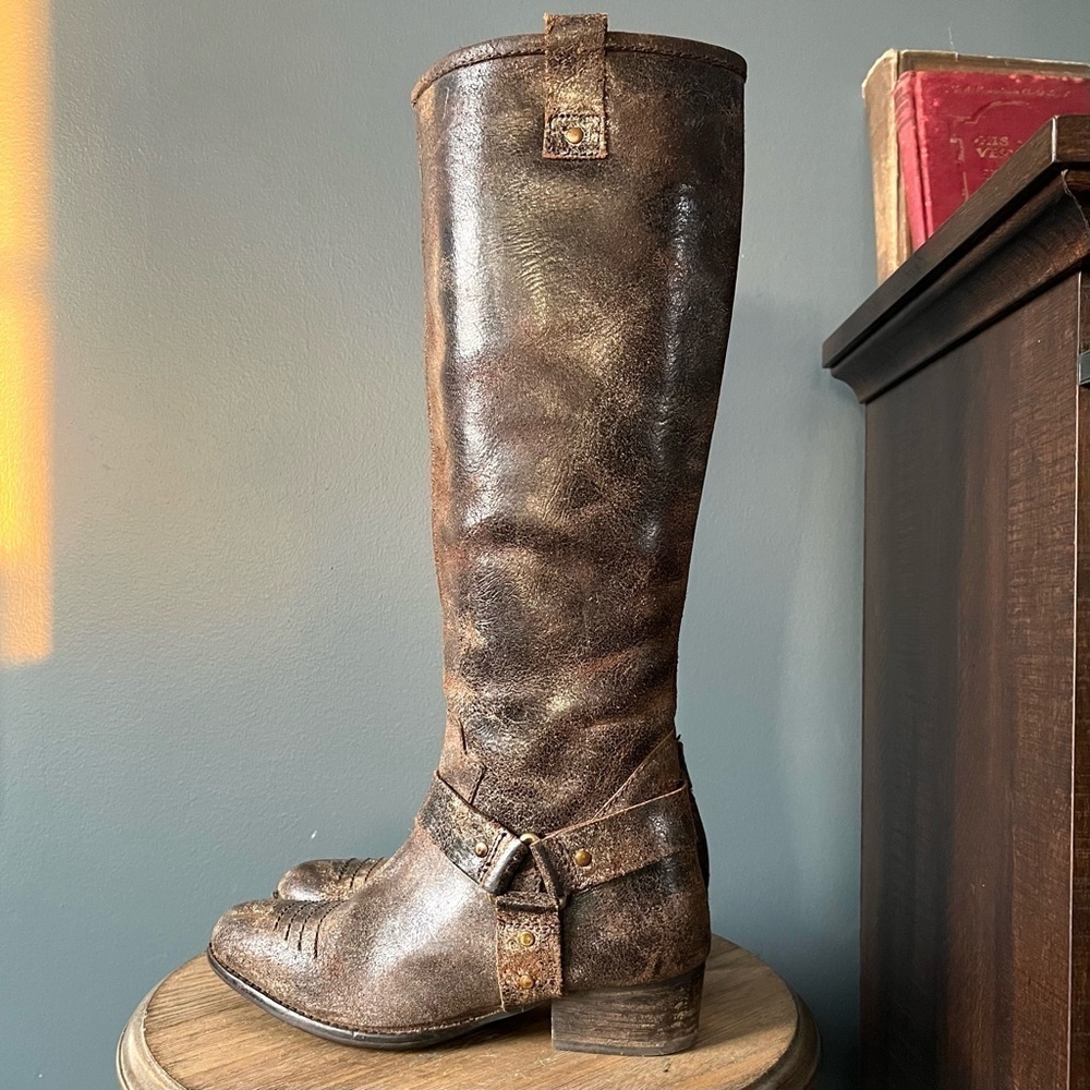 Women's Tall Brown Leather Riding Boots